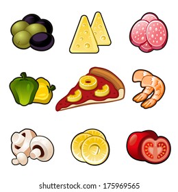 Pizza icons set