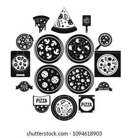 Pizza icons set food. Simple illustration of 16 pizza vector icons for web