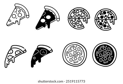 Conjunto de iconos de pizza Vector de ilustración
