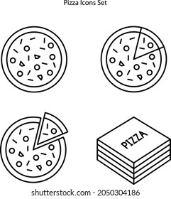 pizza icons set isolated on white background. pizza icon thin line outline linear pizza symbol for logo, web, app, UI. pizza icon simple sign.