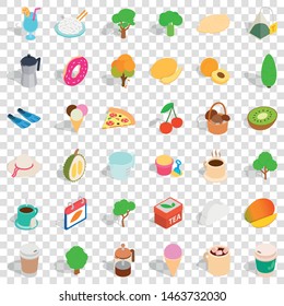 Pizza icons set. Isometric style of 36 pizza vector icons for web for any design