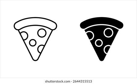 Pizza icons set. Pizza slice, box, delivery,  vector illustration on white background
