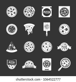 Pizza icons set vector white isolated on grey background 
