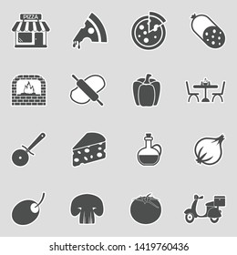 Pizza Icons. Sticker Design. Vector Illustration.