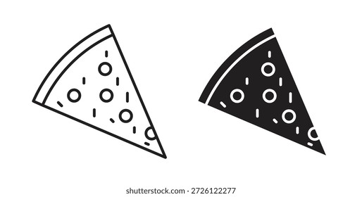 Símbolo de Vector de iconos de pizza con trazo editable y versiones planas