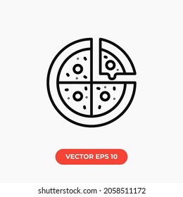 Pizza Icon.Sliced pizza thin line icon.