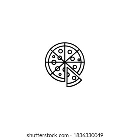 Pizza icon.Thanksgiving icon. Simple, flat, outline, black.