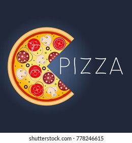 Pizza. Illustration for advertisement, web sites, flyer, banners design. Isolated. Vector