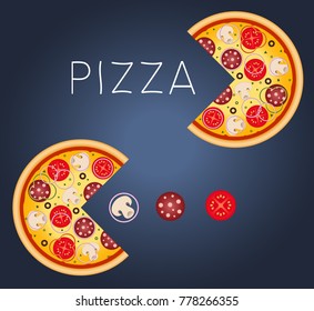 Pizza . Illustration for advertisement, web sites, flyer, banners design. Isolated. Vector