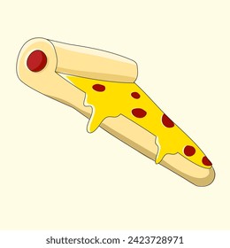 pizza illustration can be used as icon and clipart, colored icon on beige background