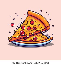 pizza illustration cartoon style. Italian food pizza iconic food 