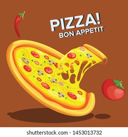 Pizza illustration concept suitable for banner, stock, sticker, web landing page,  leaflet