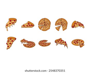 Pizza Illustration Design Element Set