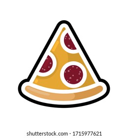 Pizza illustration. Pizza flat icon or sticker. Vector.