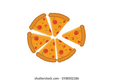 pizza illustration with full vector