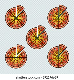 pizza illustration. Hand Drawn. vector