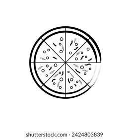 pizza illustration icon with toppings