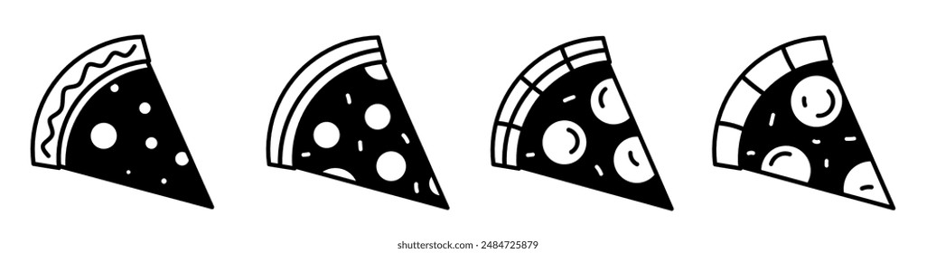 Ilustración de pizza. Conjunto de Vector de ícono de pizza. Diseño para empresas. Vector estándar.