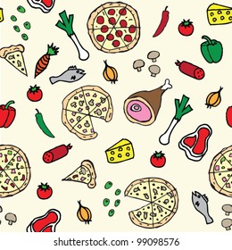 Pizza illustration seamless pattern