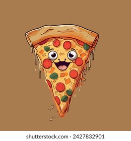 La ilustración de la pizza "Rebanada de pizza" captura la esencia de la cultura de la comida de confort con sus colores vibrantes y texturas tentadoras. Esta imagen de Shutterstock representa una sola porción de pizza, que rezuma