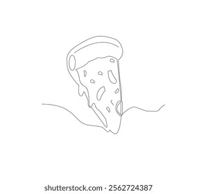 pizza image illustration isolated on white background. pizza slice with basil leaves, and melted cheese for pizzeria menu and package design. Flat Vector Illustration.