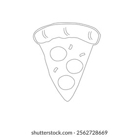 pizza image illustration isolated on white background. pizza slice with mushrooms, and melted cheese for pizzeria menu and package design. Flat Vector Illustration.