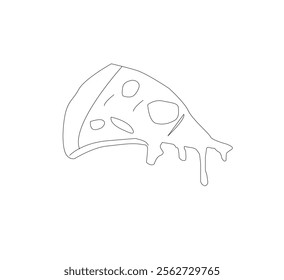 pizza image illustration isolated on white background. pizza slice, and melted cheese for pizzeria menu and package design. Flat Vector Illustration.