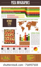 Pizza infographic collection. Vector charts and diagrams templates.