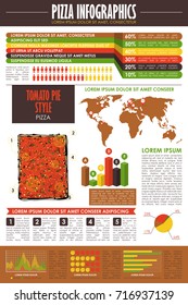 Pizza infographic collection. Vector charts and diagrams templates.