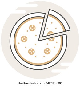 Pizza - Infographic Icon Elements from Food Set. Flat Thin Line Icon Pictogram for Website and Mobile Application Graphics.