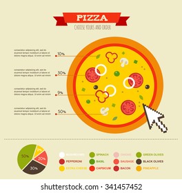 Pizza Infographics Elements and Icons. pizzeria restaurant