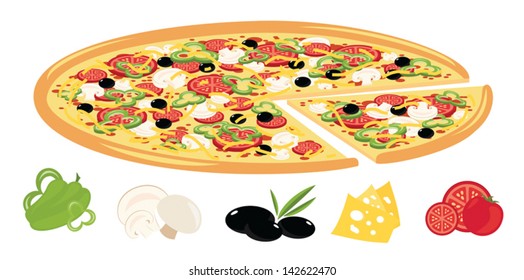 Pizza with ingredients