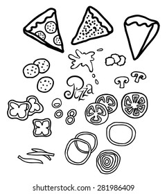 Pizza Ingredients Doodle