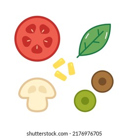 Pizza Ingredients Icon Vector. 