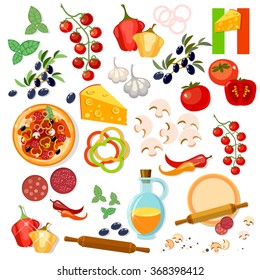 Pizza Ingredients Italian Pizza Vector Collection 