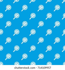 Pizza with ingredients on board pattern repeat seamless in blue color for any design. Vector geometric illustration