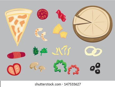 Pizza Ingredients Parts Set Editable Stock Vector (royalty Free 