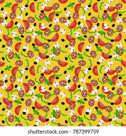 pizza ingredients seamless background, pizza wallpaper 