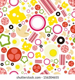 pizza ingredients seamless pattern