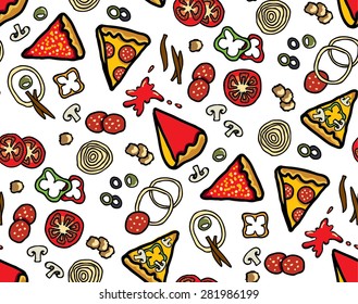 Pizza Ingredients Seamless Pattern