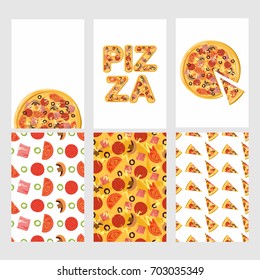 pizza and ingredients seamless pattern. Food background. Vector illustration for your design