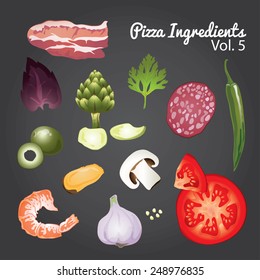 Pizza ingredients and supplies. Vector mega set. Volume 5