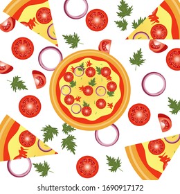 Pizza. Pizza-Zutaten. Vektorillustration Hintergrund