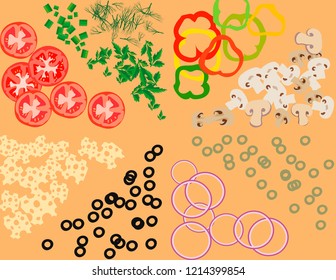 Pizza ingredients vector design