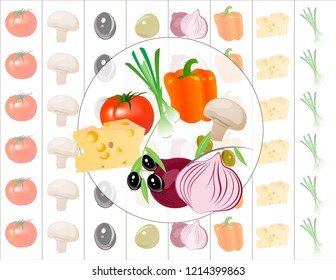 Pizza ingredients vector design
