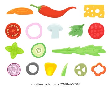 Ingredientes de pizza ilustración de diseño vectorial