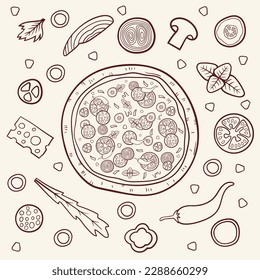 Pizza ingredients vector design illustration