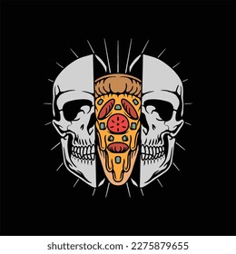 pizza inside illustration vector design