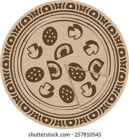Pizza into decorative round frame