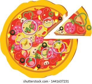 pizza isolated on white background. illustration vector
